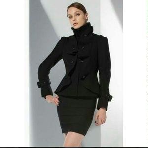 Bcbgmaxazria ruffle front coat